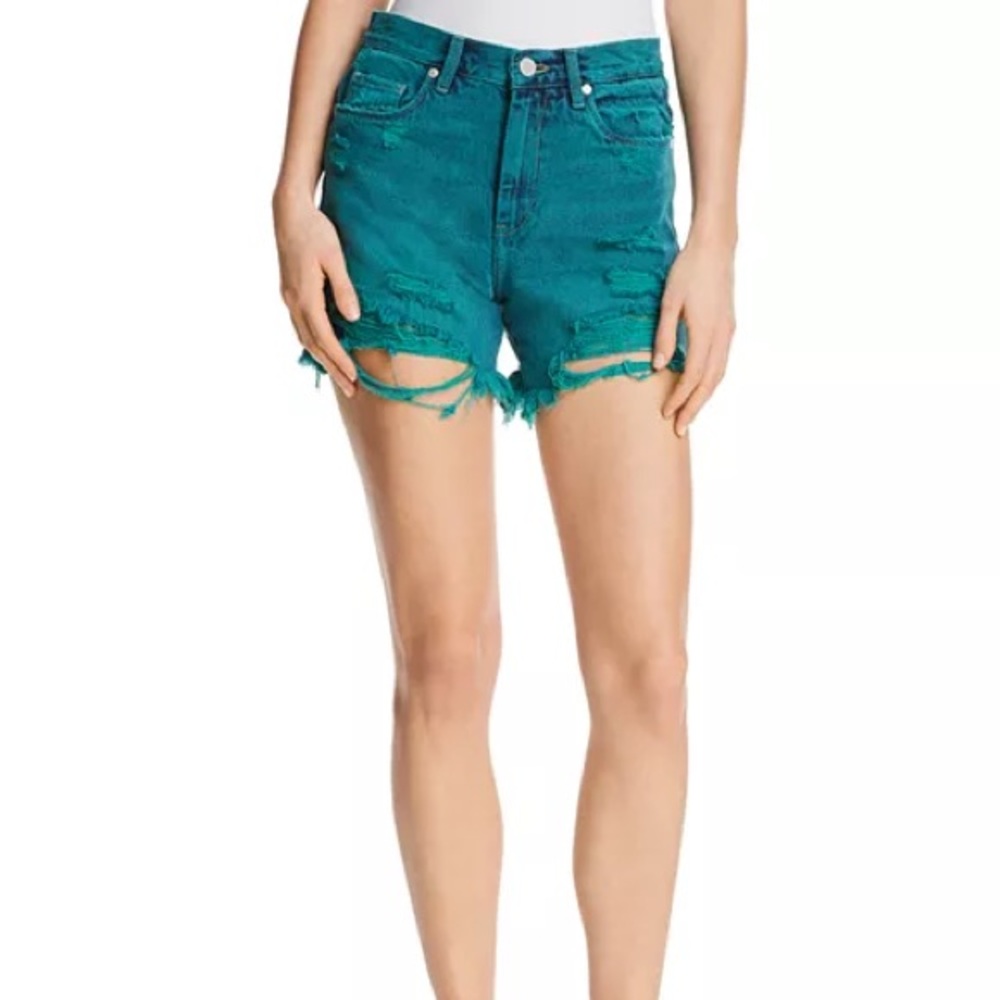 NWT BLANK NYC Vintage high-rise acid wash emerald denim shorts